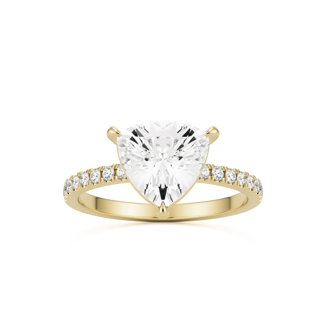 trillion pavé solitaire 14k yellow gold