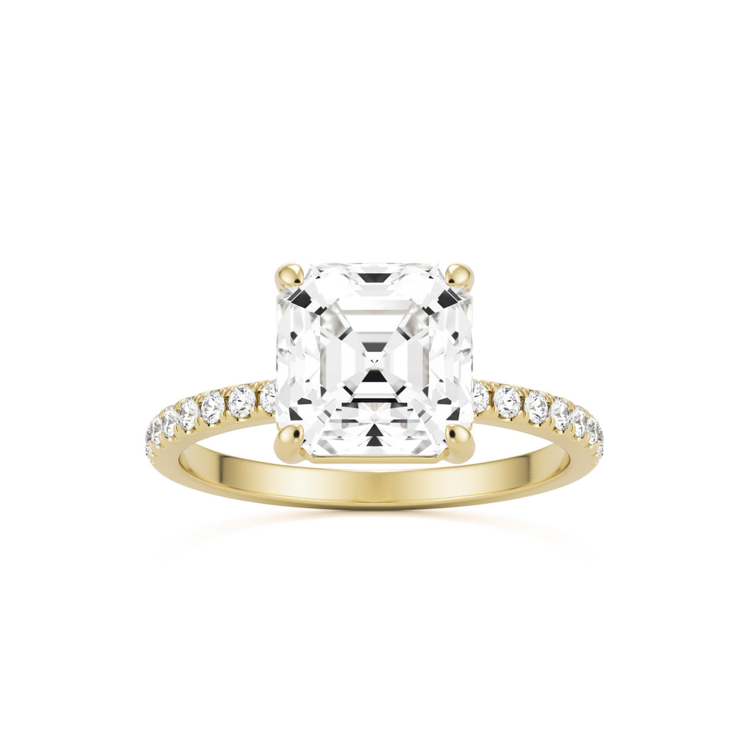 asscher pavé solitaire 14k yellow gold