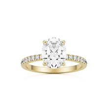 oval solitaire pave 14k yellow gold
