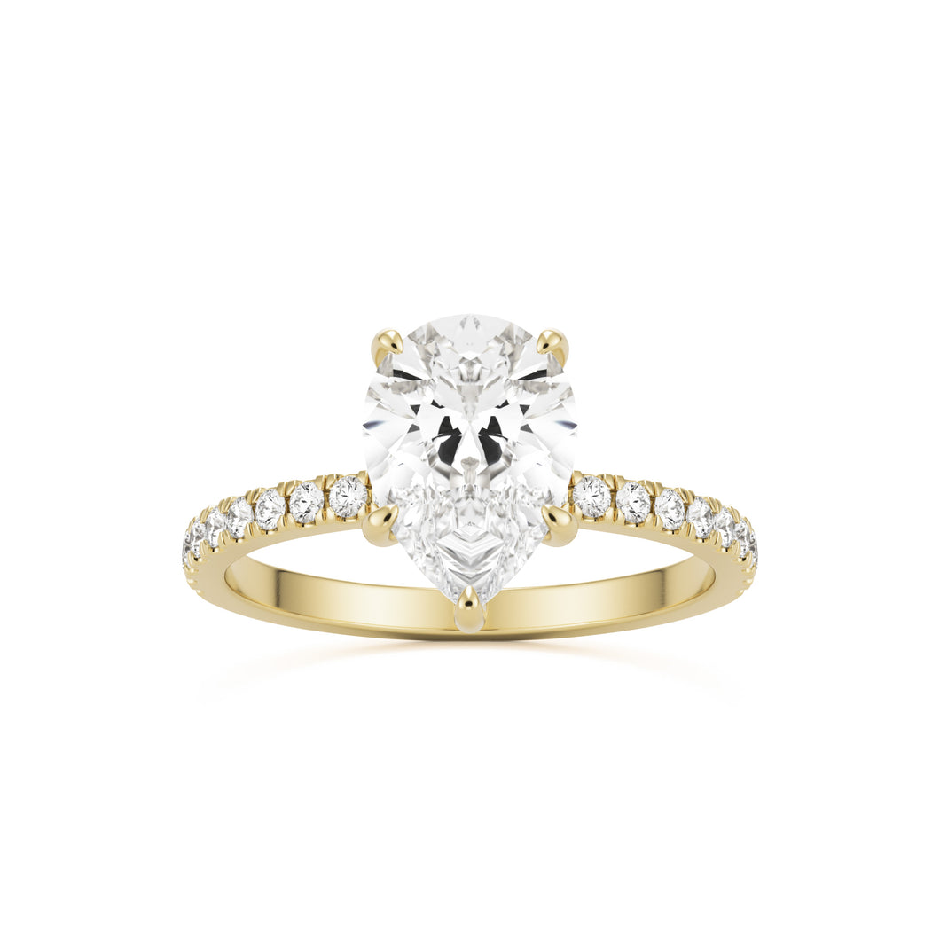 2.65 Carats Pear Shape Side Stones Majestic Hidden Halo Diamond Engagement Ring 8