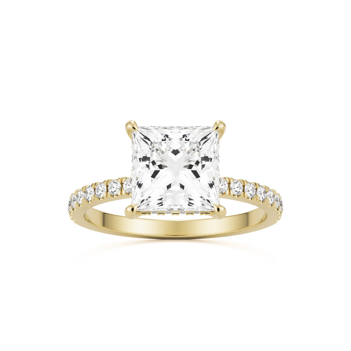 princess hidden halo pavé 14K yellow gold