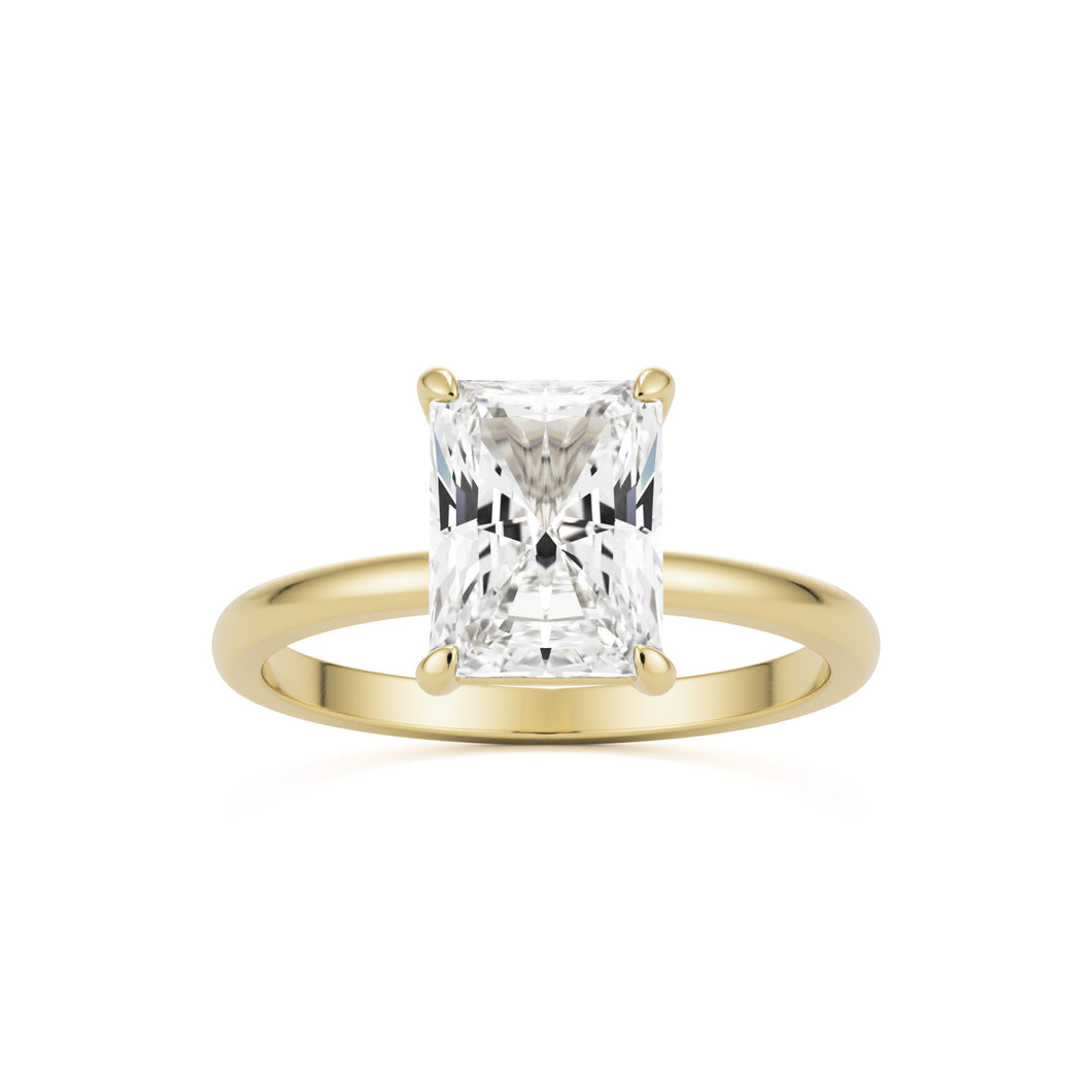 radiant moissanite plain 14k yellow gold