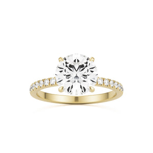 round solitaire pavé 14k yellow gold