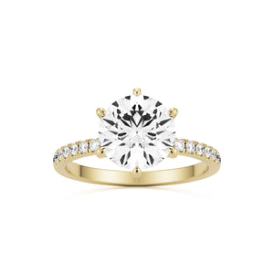 round solitaire pavé 14k yellow gold