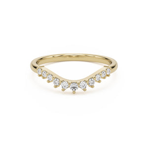 wide curve pave wedding band 14k yellow gold